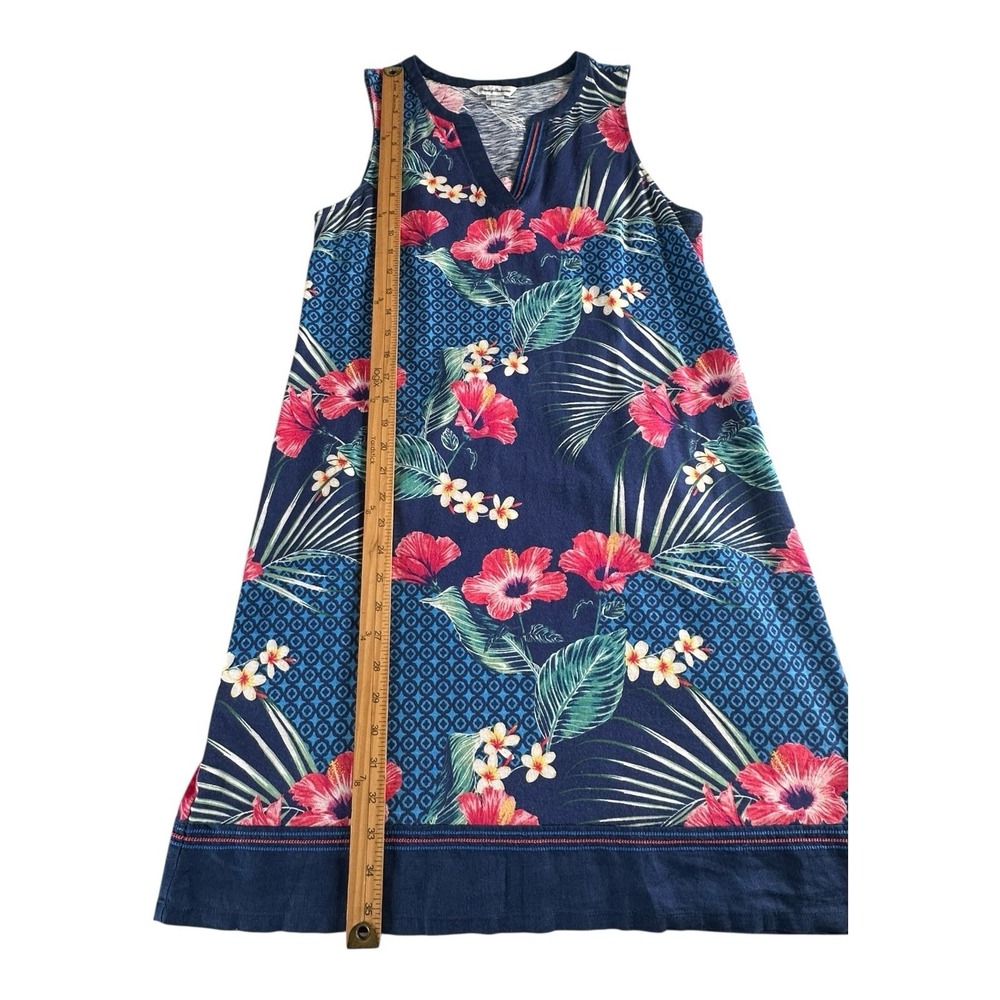 TOMMY BAHAMA Medium Tuscan Trellis Shift Casual Tank Dress Hibiscus Blue Pink - Picture 5 of 13